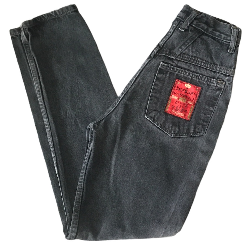 Vintage Bonjour mom jeans black high waisted denim